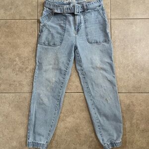 Rocks & Indigo Size 4 High Rise Distressed Light Blue Sweatpants Jean Joggers